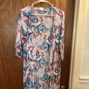 Floral Blue Rose Kimono Size Medium